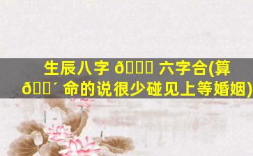 生辰八字 🐝 六字合(算 🐴 命的说很少碰见上等婚姻)